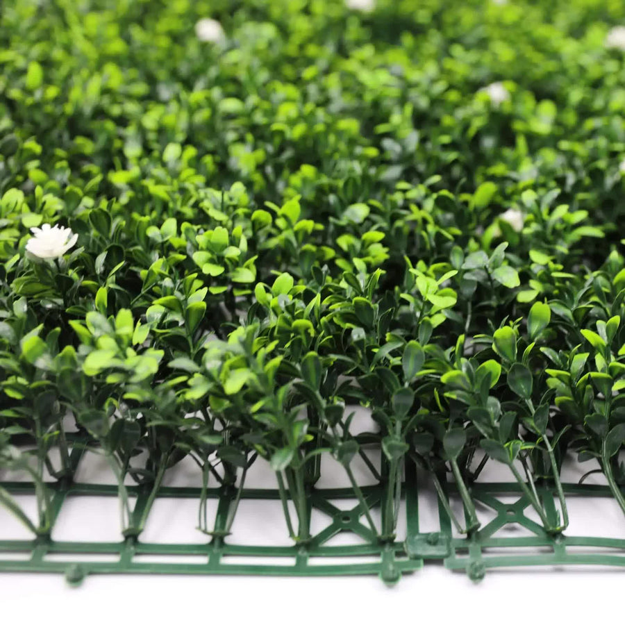 Luxury Flowering Artificial Buxus Hedge Panel UV Resistant Sample