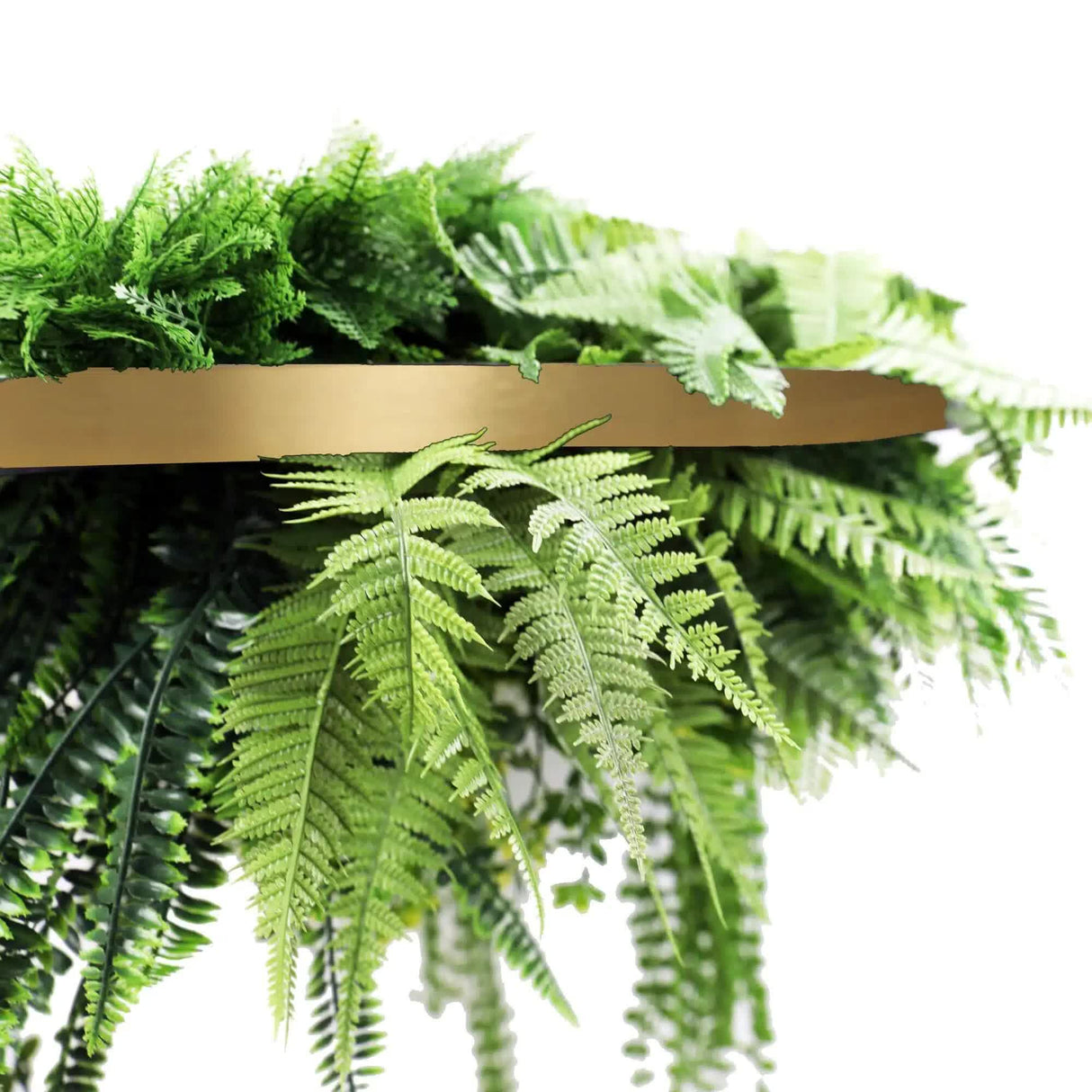 Gold Artificial Hanging Green Wall Disc 80cm UV Resistant Foliage