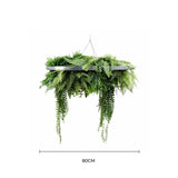 Silver Artificial Hanging Green Wall Disc 80cm UV Resistant Foliage - Front View