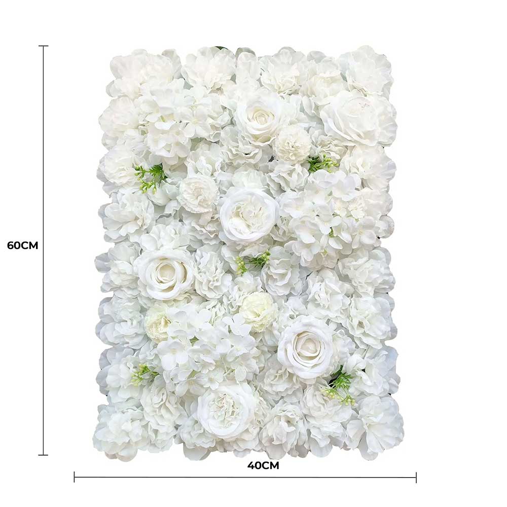 Artificial Flower Wall Backdrop Panel 40cm x 60cm Mixed Whites