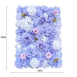 Artificial Flower Wall Backdrop Panel 40cm x 60cm Mixed Lilac Flowers - Front View