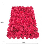 Artificial Flower Wall Backdrop Panel 40cm x 60cm Romantic Red - Front View