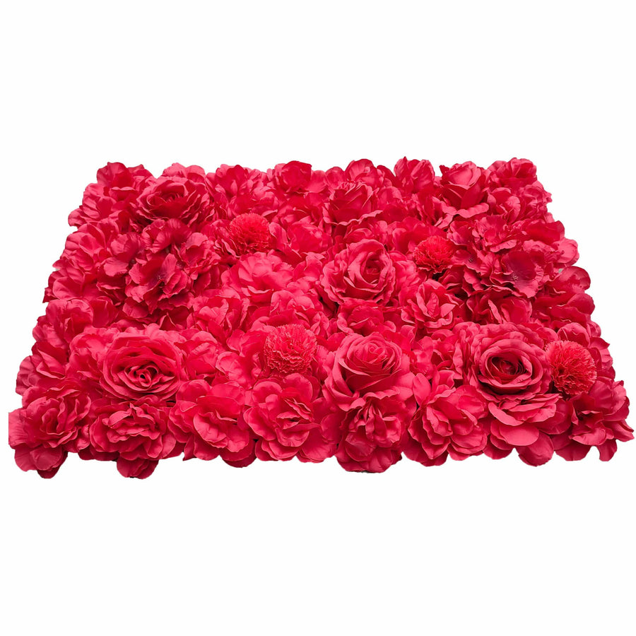 Artificial Flower Wall Backdrop Panel 40cm x 60cm Romantic Red