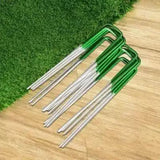 Artificial Grass Roll Pegs / Fake Grass Galvanized Metal Pegs with Green Top 100 Pieces - Front View