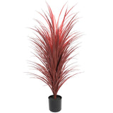 Burgundy Potted Artificial Long Grass (Yucca Grass) 115cm UV Resistant - Front View