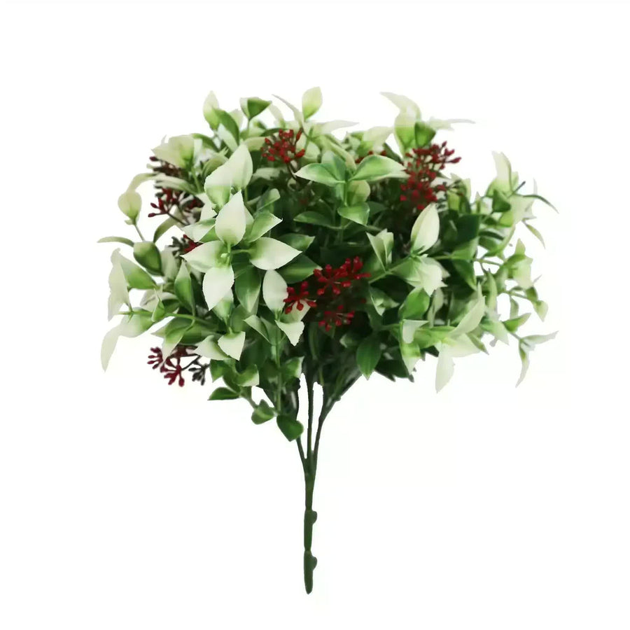 Artificial Flowering Holly Plant Stem UV Resistant 26cm