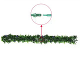 Artificial Extendable Hanging Bright Green Ivy Bush with Purple Flowers 55cm UV Resistant - Top-Down View