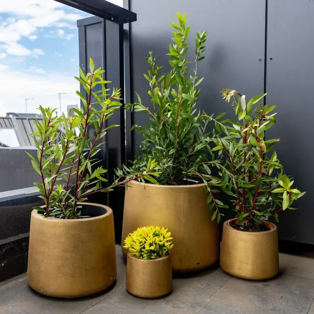 Elegant Gold Planters / Gold Pots Set of 4