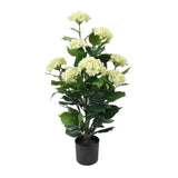 Premium Artificial Flowering White Hydrangea Tree 90cm UV Resistant