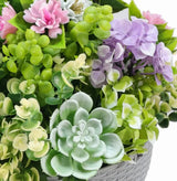 Hanging Artificial Succulent Basket 36cm UV Resistant - Side View