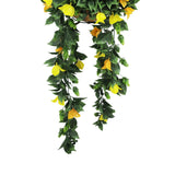 Artificial Hanging Basket Orange and Yellow Bouganvillea 30cm x 80cm Long UV Resistant - Side View