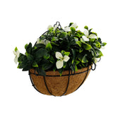 Artificial Wall Basket - Flowering White Jasmine Basket 20cm x 35cm Long UV Resistant - Front View