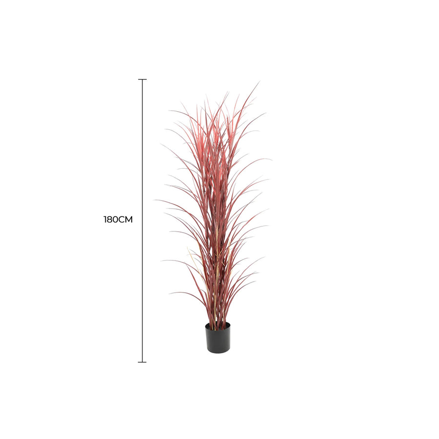 Premium Potted Burgundy Artificial Long Grass (Yucca Grass / Reed Grass) 180cm UV Resistant