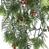 Artificial Hanging Christmas Myrtle and Flowering Holly UV Resistant 78cm - Top-Down View