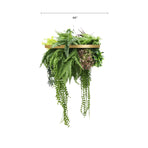 Gold Framed Roof Hanging Disc With Tropical Foliage and Draping Ferns 60cm UV Resistant