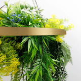 Gold Framed Roof Hanging Disc With Tropical Foliage and Draping Ferns 60cm UV Resistant - Side View