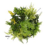 Black Framed Roof Hanging Disc with Draping Life-like Plants 40cm - Front View