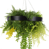 Black Framed Roof Hanging Disc with Draping Life-like Plants 40cm - Side View