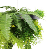 Silver Framed Roof Hanging Disc With Draping Life-Like Plants UV Resistant 40cm - Side View