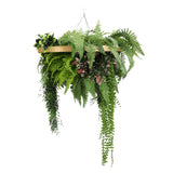 Gold Framed Roof Hanging Disc with Draping Life-Like Plants UV Resistant 60cm