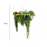 Gold Framed Roof Hanging Disc with Draping Life-Like Plants UV Resistant 60cm - Front View
