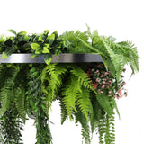 Silver Framed Roof Hanging Disc with Draping Life-Like Plants UV Resistant 60cm - Side View