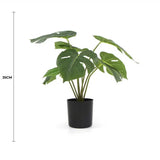Potted Artificial Monstera Split Philodendron Plant with Real Touch Leaves 35cm - Front View