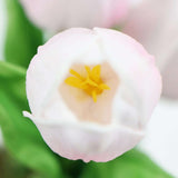 Flowering Pink Artificial Tulip Plant Arrangement With Ceramic Bowl 35cm - Side View