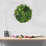 Slimline Flowering White Artificial Green Wall Disc UV Resistant 50cm (Black Frame) - Front View