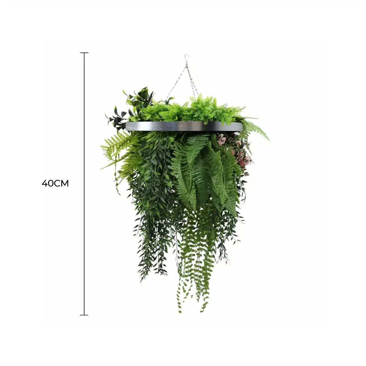 Premium Hanging Artificial Plant Arrangement with Black Frame 40cm UV Resistant
