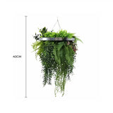 Premium Hanging Artificial Plant Arrangement with Black Frame 40cm UV Resistant - Front View