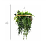 Premium Hanging Artificial Plant Arrangement with Gold Frame 40cm UV Resistant - Front View