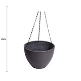 Hanging Grey Plastic Pot with Chain 30cm - Front View
