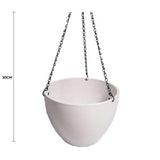 Hanging Rustic White Plastic Pot with Chain 30cm - Front View
