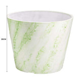 Green & White Imitation Marble Pot 25cm - Front View