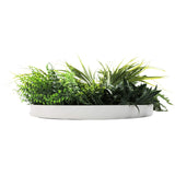 Slimline Artificial Green Wall Disc Art 50cm White Grassy UV Resistant (White) - Top-Down View