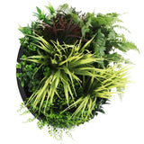 Slimline Artificial Green Wall Disc Art 50cm Grassy Fern Fields UV Resistant (Black) - Top-Down View