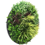 Slimline Artificial Green Wall Disc Art 100cm Grassy Fern UV Resistant (Black) - Side View
