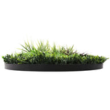 Slimline Artificial Green Wall Disc Art 100cm Grassy Fern UV Resistant (Black) - Top-Down View