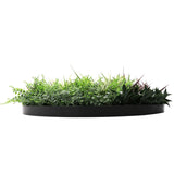 Slimline Artificial Green Wall Disc Art 80cm Grassy Fern UV Resistant (Black) - Top-Down View