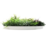 Slimline Artificial Green Wall Disc Art 80cm Grassy Fern UV Resistant (White) - Side View