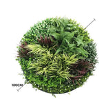Slimline Artificial Green Wall Disc Art 100cm Grassy Fern UV Resistant (White) - Front View