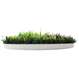 Slimline Artificial Green Wall Disc Art 100cm Grassy Fern UV Resistant (White) - Top-Down View