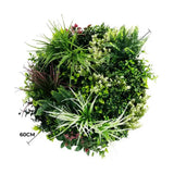 Slimline Artificial Green Wall Disc Art 60cm Colour Fresh UV Resistant (White) - Front View