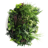 Slimline Artificial Green Wall Disc Art 60cm Colour Fresh UV Resistant (White) - Side View