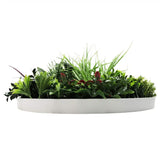 Slimline Artificial Green Wall Disc Art 60cm Colour Fresh UV Resistant (White) - Top-Down View