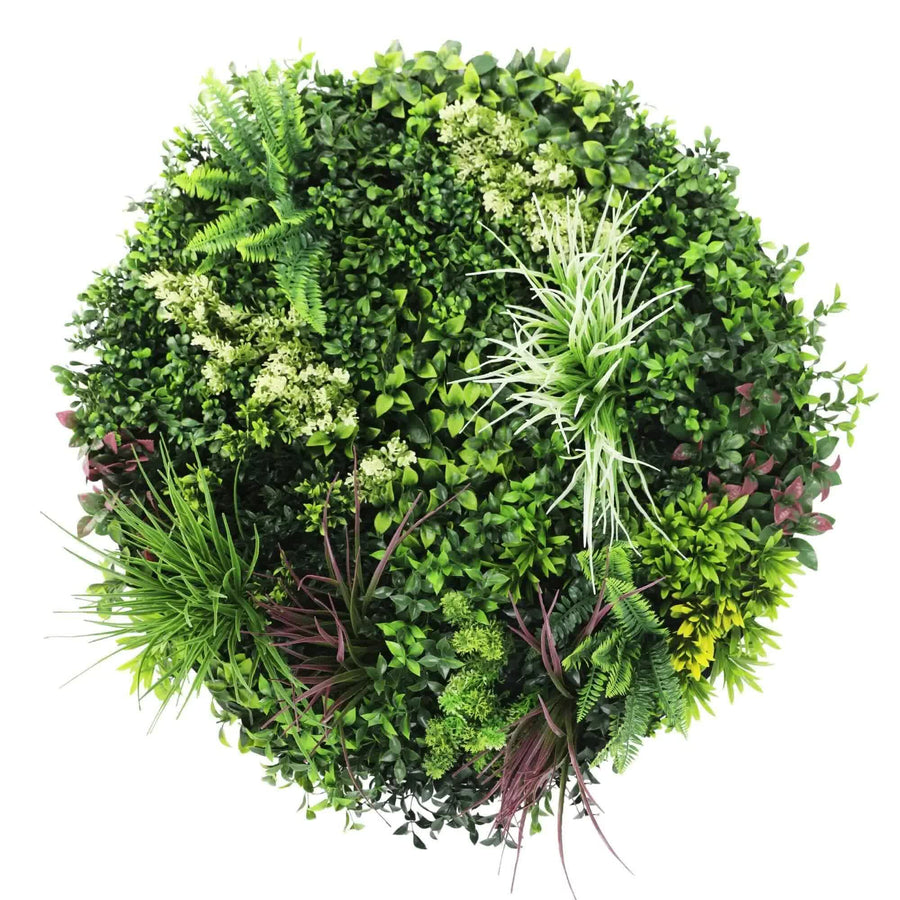 Slimline Artificial Green Wall Disc Art 80cm Colour Fresh UV Resistant (Black)