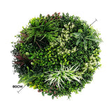 Slimline Artificial Green Wall Disc Art 80cm Colour Fresh UV Resistant (White) - Front View