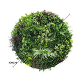 Slimline Artificial Green Wall Disc Art 100cm Colour Fresh UV Resistant (Black) - Front View