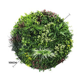 Slimline Artificial Green Wall Disc Art 100cm Colour Fresh UV Resistant (White) - Front View